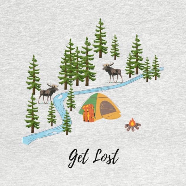 Get lost camping, moose at the river by TouchofAlaska